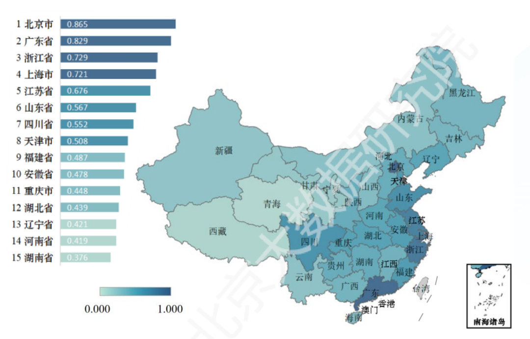 大數(shù)據(jù)產(chǎn)業(yè)發(fā)展指數(shù)省級(jí)得分熱力圖